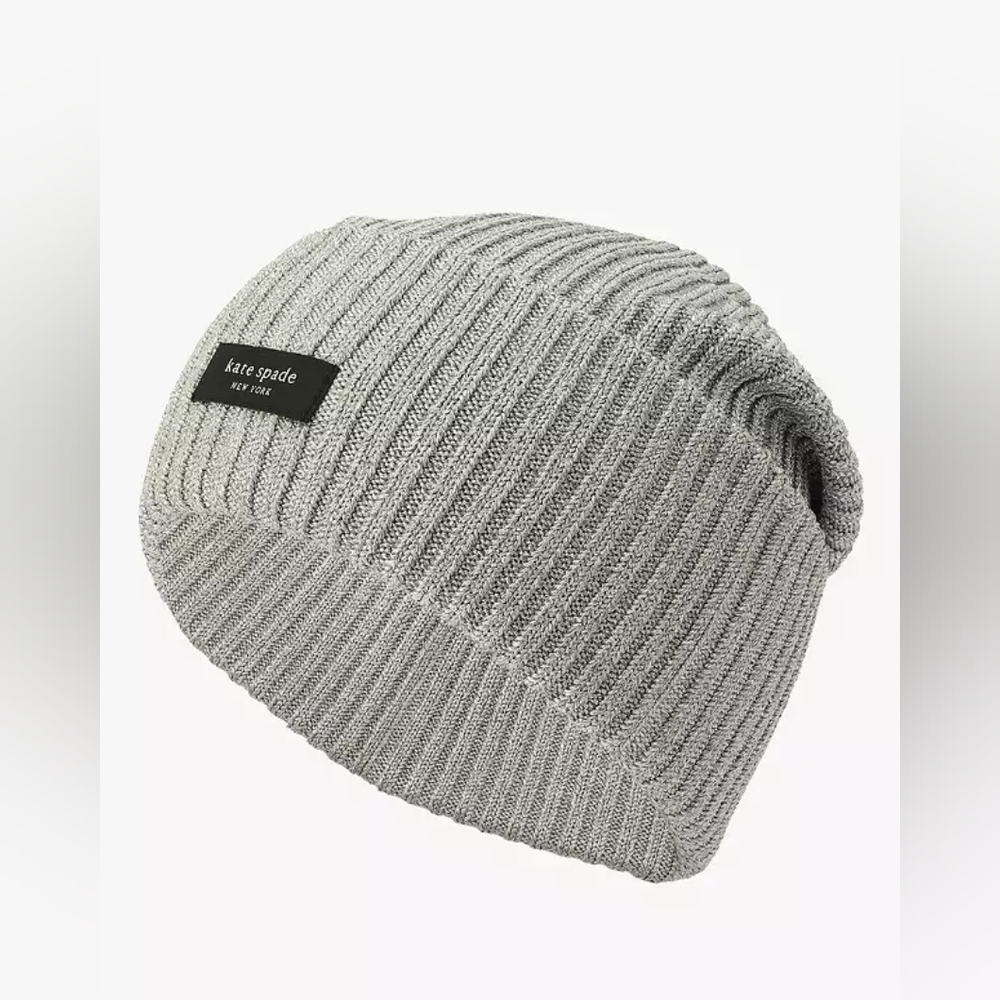 🔥Kate Spade Metallic Sam Label Beanie - Picture 2 of 6